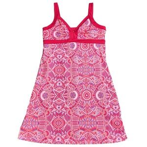 TEHAMA dress Women’s Medium Geometric‎ print back cut out Pink V-neck dress